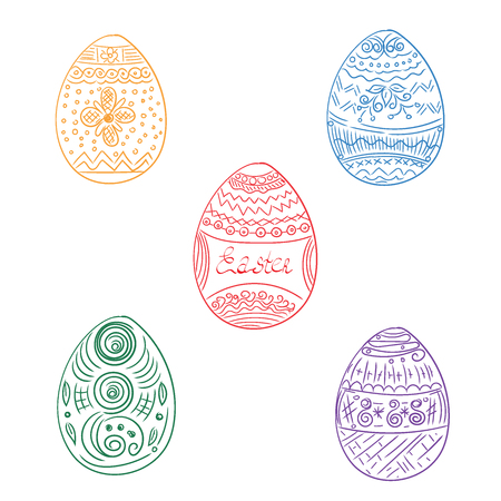 Easter eggs in sketch style, vector illustration.のイラスト素材