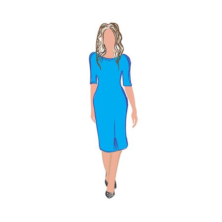 fashion woman, sketch, vector illustrationのイラスト素材