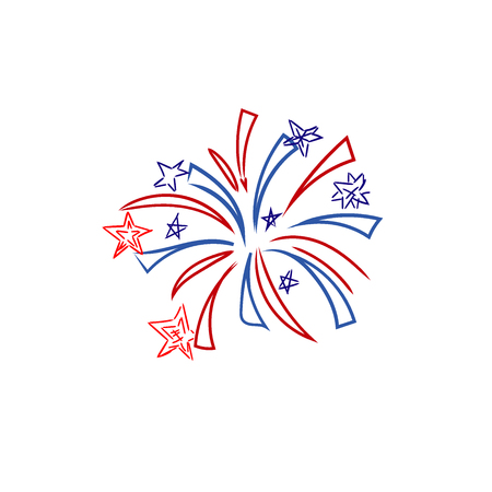 Fireworks, 4th of July, sketch, vector illustrationのイラスト素材