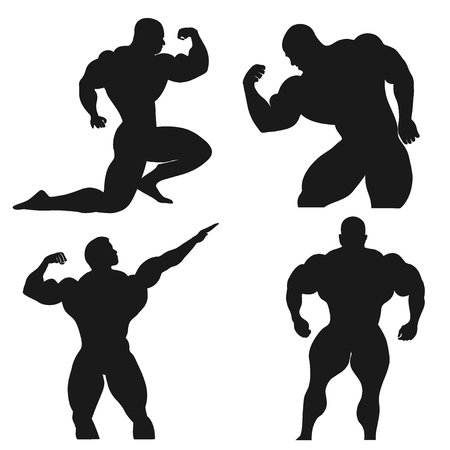Bodybuilding, Powerlifting, vector, setのイラスト素材