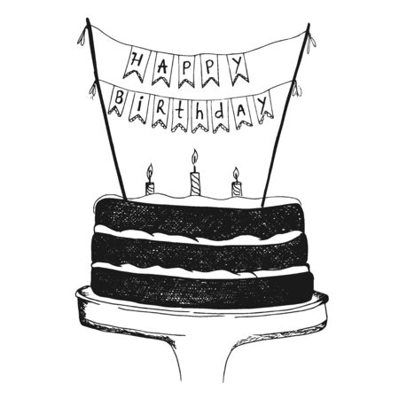 Happy Birthday concept, hand drawnのイラスト素材