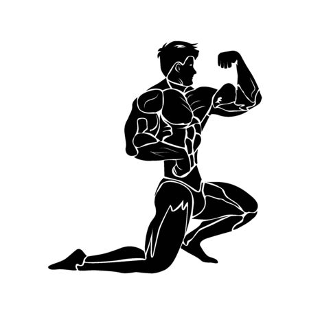 Bodybuilding, vector iconのイラスト素材
