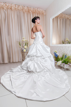 Bride in wedding salonの写真素材