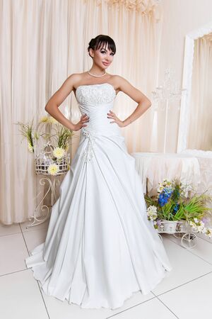 Bride in wedding salonの写真素材