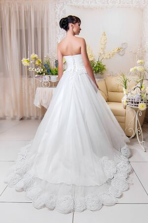 Bride in wedding salonの写真素材