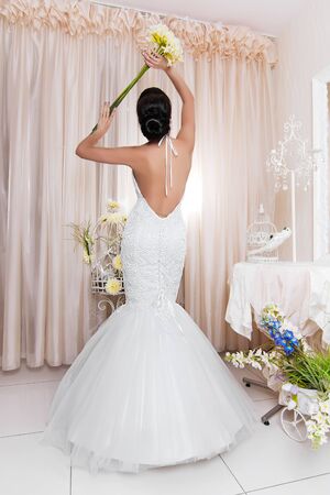 Bride in wedding salonの写真素材