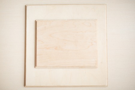 Raw wooden box for small items isolated on white background. Different views. Packing for photographers. Storage of photosの写真素材