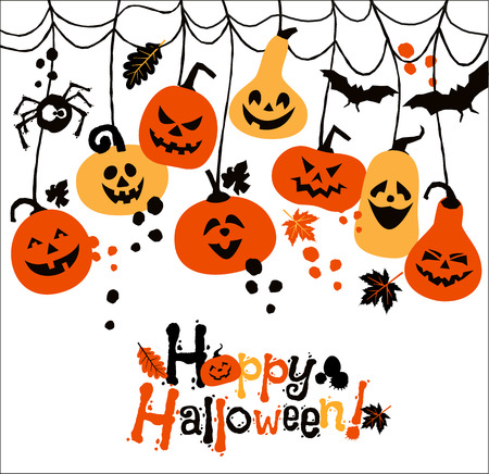 Halloween background of cheerful pumpkins.のイラスト素材