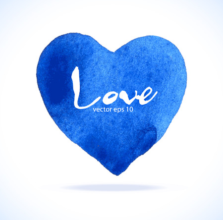 Watercolor blue heart.のイラスト素材