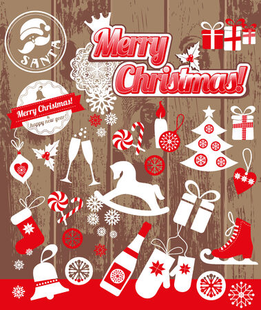 Christmas design icons set. Vector background.のイラスト素材