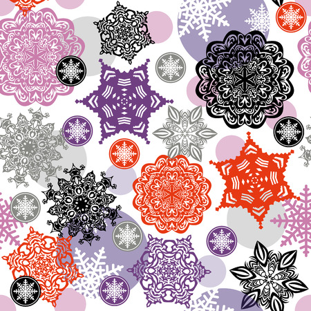 Christmas snowflake pattern. Seamless set. Xmas texture.のイラスト素材
