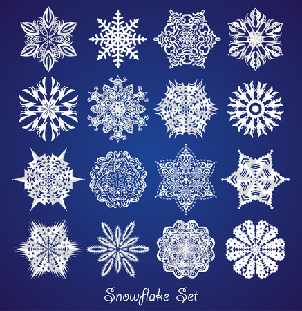 Snowflake set. Winter background.のイラスト素材