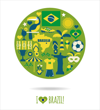Brazil icon set. Flat design.のイラスト素材