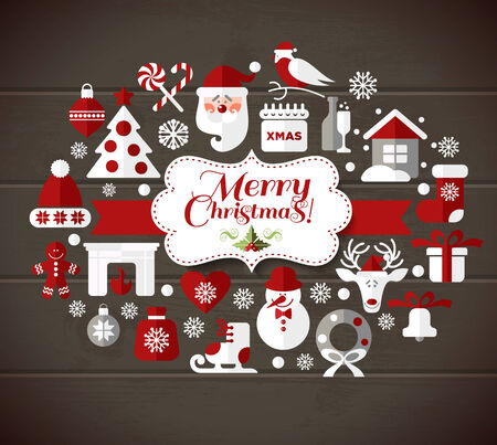 Christmas illustration. Vector set of icons.のイラスト素材