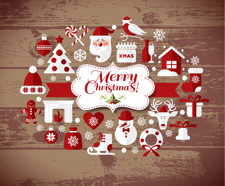 Christmas illustration. Vector set of icons.のイラスト素材