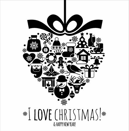 Christmas illustration. Vector set of icons.のイラスト素材