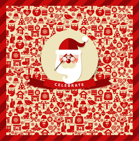 Invitation card of christmas.Christmas seamless pattern of icons.のイラスト素材