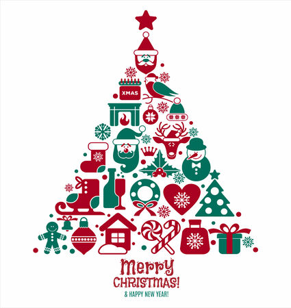 Christmas illustration. Vector set of icons.のイラスト素材