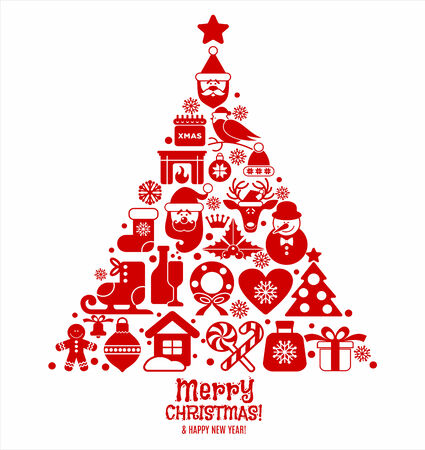 Christmas illustration. Vector set of icons.のイラスト素材