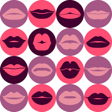 Flat design of lips. Seamless pattern of icon.のイラスト素材