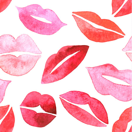 Watercolor lips seamless pattern.のイラスト素材