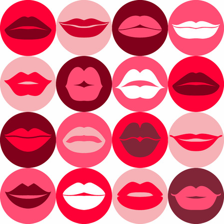 Flat design of lips. Seamless pattern of icon.のイラスト素材