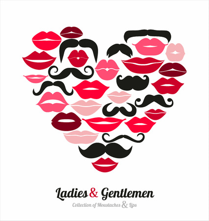 Collection of moustaches and lipsのイラスト素材