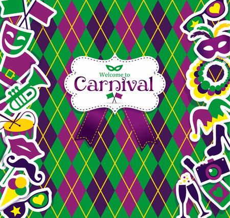 Bright vector carnival icons and sign Welcome to Carnival.のイラスト素材