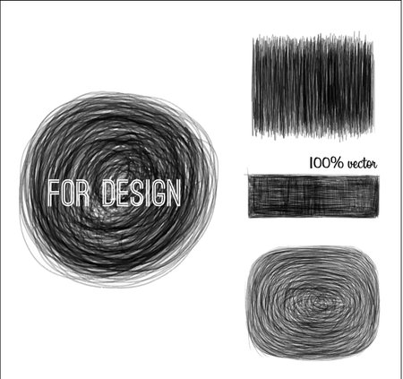 Grunge halftone drawing pensil textures. Vector set.のイラスト素材