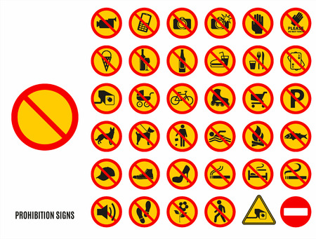 No set symbol.Prohibition set symbol. Vector icon set.のイラスト素材