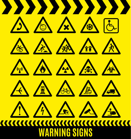 Warning signs set. Caution background.のイラスト素材