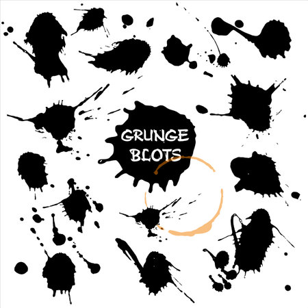 Blots set. Grunge texture. Vector background of black blots.のイラスト素材