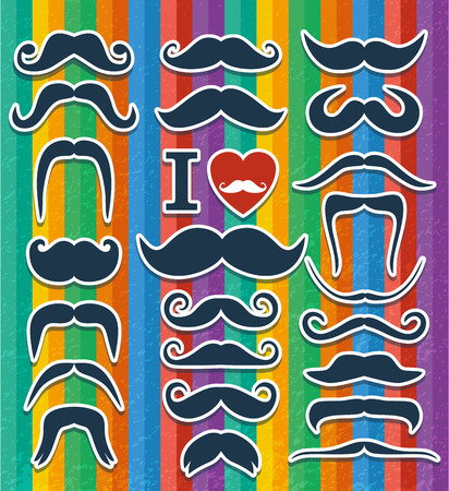 Moustaches set. Design elements.Moustaches on color texture.のイラスト素材