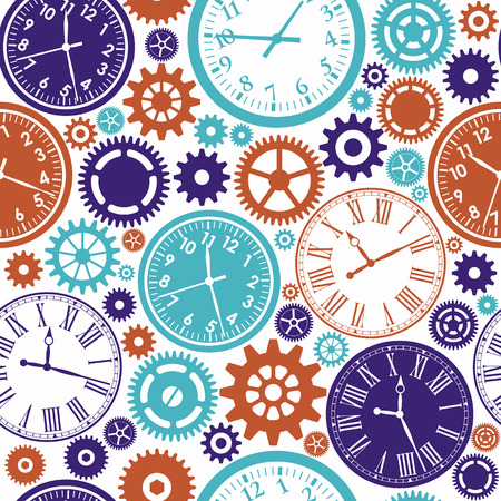 Clock`s seamless pattern. Color texture of time.のイラスト素材