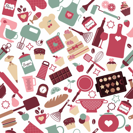 Seamless pattern of bakery and sweetsのイラスト素材