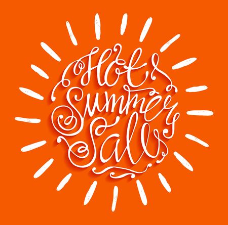 Hot summer sale. Hand draw lettering of summer.のイラスト素材