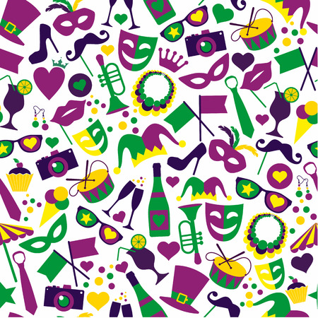 Bright vector carnival icons. Seamless pattern.のイラスト素材