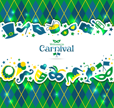 Bright vector carnival background and sign Welcome to Carnivalのイラスト素材