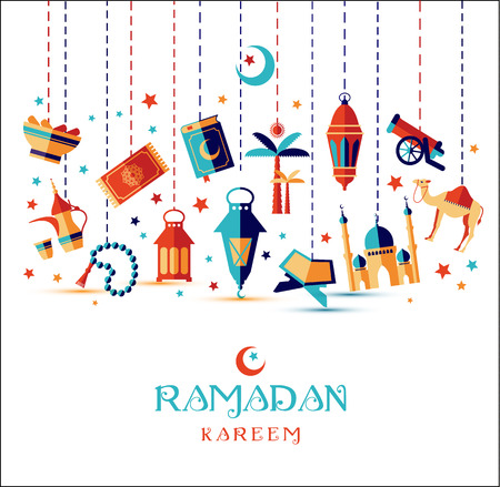 Ramadan Kareem icons set of Arabian.のイラスト素材