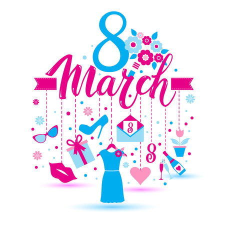 8 March greeting card templateのイラスト素材