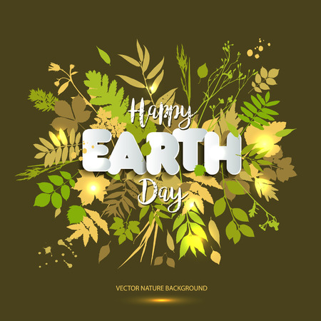 Happy Earth day card celebration in april with text paper styleのイラスト素材