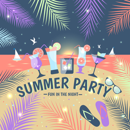 Summer party lemonade colorful cardのイラスト素材