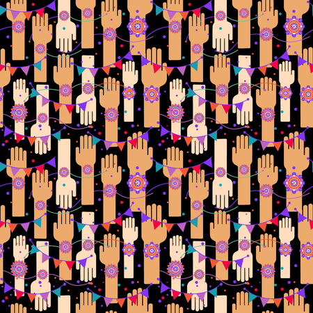 A graphic vector design for an Indian festival - Raksha Bandhan. Seamless celebration pattern.のイラスト素材