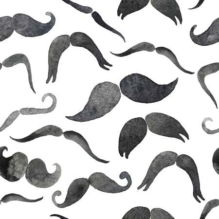 Mustaches set in watercolor. Design elements. Hand drawn set.の写真素材