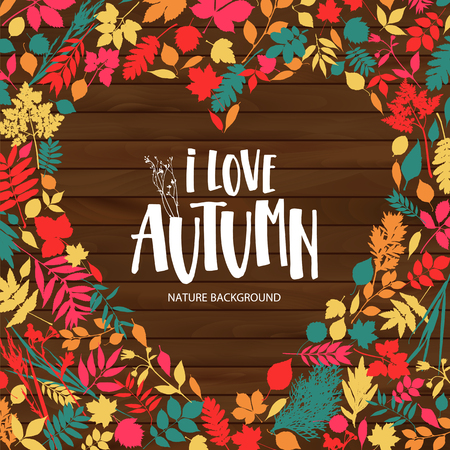 Autumn leaf poster. Orange leaves of maple, september foliage.のイラスト素材