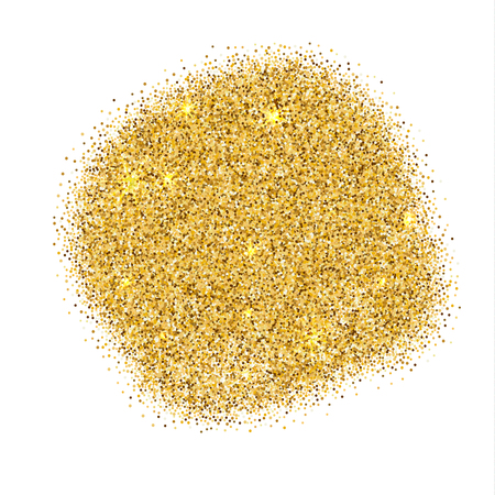 Gold sparkles on white background. Gold glitter background.