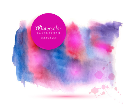 Watercolored splash blot in blue and violet and pink colorのイラスト素材