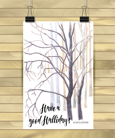 Hand drawn tree isolated on white background. Sketch, vector illustrationのイラスト素材