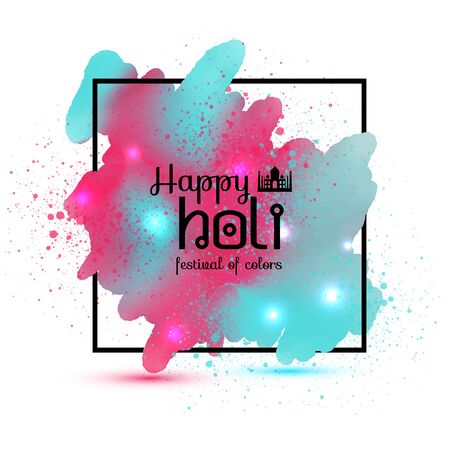 Holi spring festival with watercolor colorful blots or splash of paint with place for your textのイラスト素材