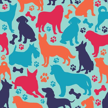 Seamless pattern with different dog breeds.のイラスト素材